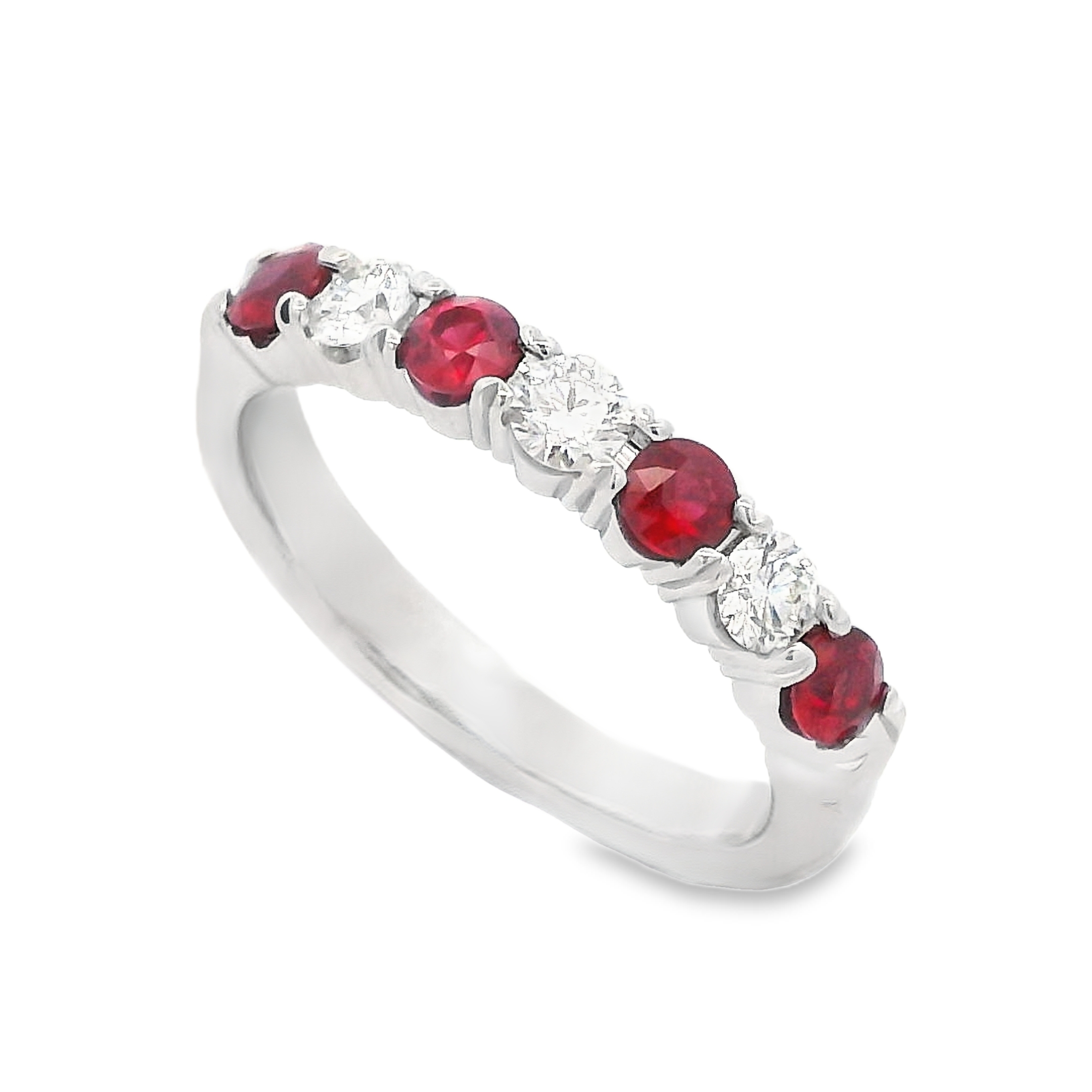 Roman Jewelers Signature 14K White Gold Ruby & Diamond 7-Stone Ring